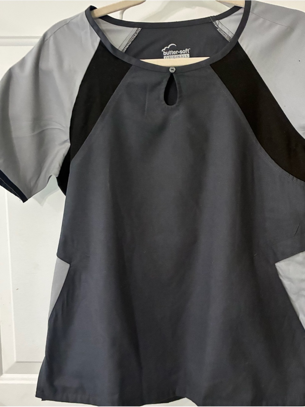 Butter Soft Originals Women's Gray and Black Keyhole Raglan Tunic
